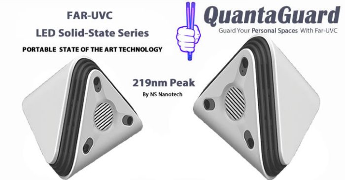 QuantaGuard Solid-State Nano LED Far-UVC 219nm Peak Wavelength Portable Personal Space